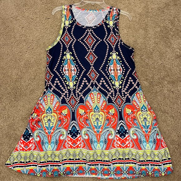 Colorful Patterned Summer Sleeveless Tank Dress ~ With Pockets! - Picture 1 of 6